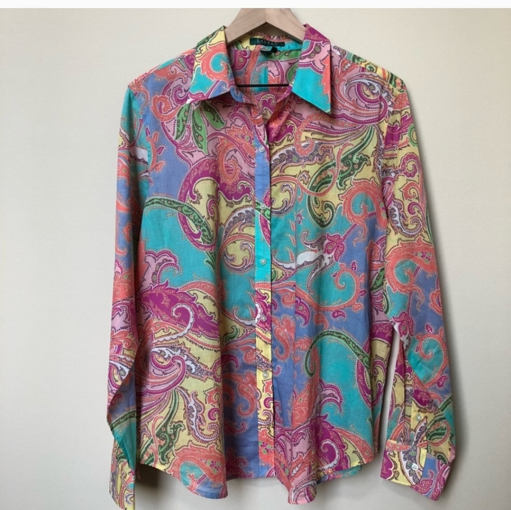 Moving Sale! Ralph Lauren colorful paisley button down XL